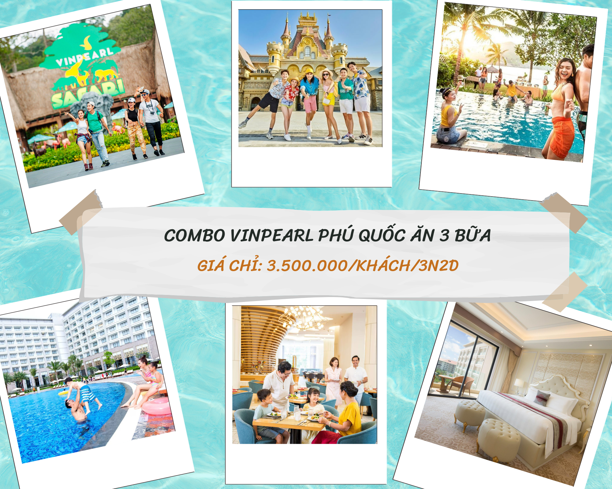 Combo Vinpearl Phú Quốc buffet 3 bữa + Vui chơi Vinwonders và Safari